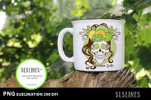 Load image into Gallery viewer, Mother Earth Flower Skull PNG sublimation Green &amp; Brown - SLSLines