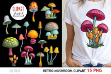 Load image into Gallery viewer, Mushroom Clipart | Retro Style Mushrooms PNG - SLSLines