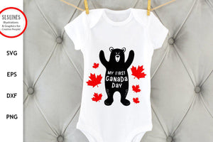 My First Canada Day Cut File - Canada Day Bear SVG - SLSLines