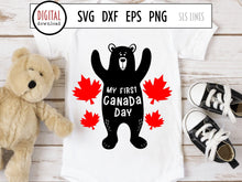Load image into Gallery viewer, My First Canada Day Cut File - Canada Day Bear SVG - SLSLines