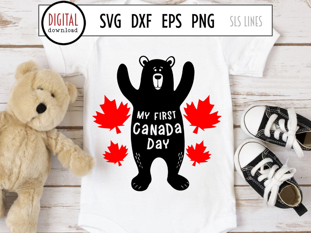 My First Canada Day Cut File - Canada Day Bear SVG - SLSLines