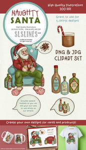 Naughty Santa Christmas Illustrations PNG - SLSLines