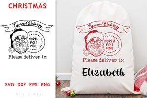Santa Claus Sack SVG - North Pole Mail Present Bag