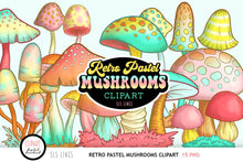 Load image into Gallery viewer, Retro Mushroom Clipart - Groovy 60s Pastel Mushrooms - SLS Lines