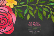 Load image into Gallery viewer, Pink &amp; Yellow Abstract Florals Watercolor Clipart - SLSLines