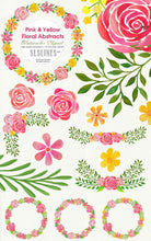 Load image into Gallery viewer, Pink &amp; Yellow Abstract Florals Watercolor Clipart - SLSLines