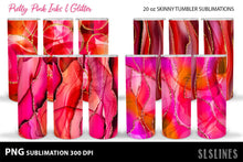 Load image into Gallery viewer, Skinny Tumbler Sublimation - Pink Inks &amp; Glitter PNG