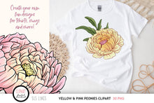 Load image into Gallery viewer, Peony Clipart - Pink &amp; Yellow Peonies PNG Elements , SLS Lines