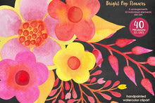 Load image into Gallery viewer, Pop Watercolor Flowers Pink Yellow Orange - SLSLines