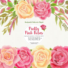 Load image into Gallery viewer, Pretty Pink Roses Watercolor Clipart - SLSLines