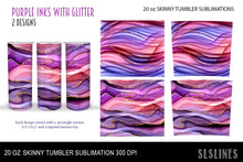 Load image into Gallery viewer, Skinny Tumbler Sublimation - Purple Inks &amp; Glitter PNG