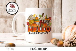 Pumpkin Spice Latte Sublimation - Hello Autumn PNG - SLSLines