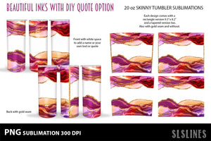 Skinny Tumbler Sublimation - Colorful Inks with Glitter PNG