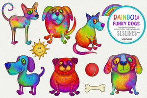 Rainbow Funky Dog Illustrations PNG Clipart - SLSLines