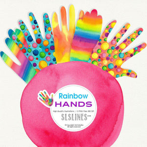 Rainbow Hands Watercolor Shapes Clipart - SLSLines