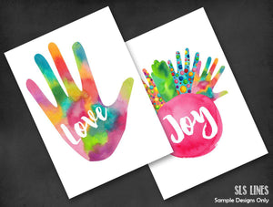 Rainbow Hands Watercolor Shapes Clipart - SLSLines