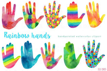 Load image into Gallery viewer, Rainbow Hands Watercolor Shapes Clipart - SLSLines