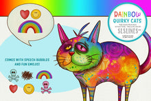 Load image into Gallery viewer, Rainbow Quirky Cat Illustrations PNG Clipart - SLSLines