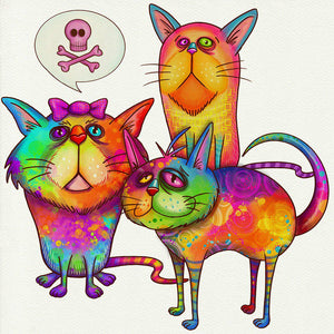 Rainbow Quirky Cat Illustrations PNG Clipart - SLSLines