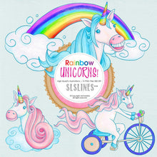 Load image into Gallery viewer, Rainbow Unicorns (with rainbow fart!) Clipart Set - SLSLines