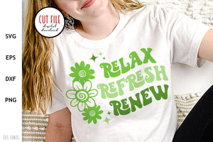 Relax Refresh Renew SVG - Vintage Style Positivity Cut File - SLSLines