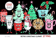 Load image into Gallery viewer, Retro Christmas Clipart | Christmas Cartoon Characters PNG - SLSLines