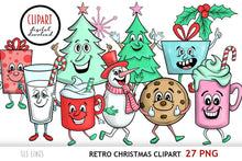 Load image into Gallery viewer, Retro Christmas Clipart | Christmas Cartoon Characters PNG - SLSLines