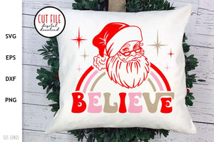 Retro Christmas SVG - Believe Vintage Santa Claus - SLSLines