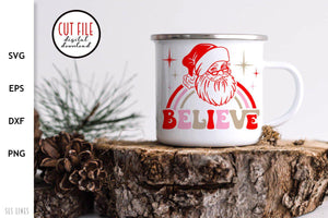 Retro Christmas SVG - Believe Vintage Santa Claus - SLSLines