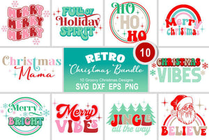 Retro Christmas SVG Bundle | 10 Vintage Christmas Designs - SLSLines