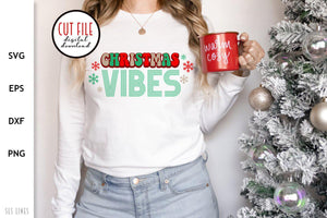 Retro Christmas SVG - Christmas Vibes Cut File - SLSLines