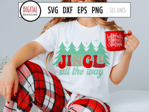 Retro Christmas SVG - Jingle all the Way Cut File - SLSLines