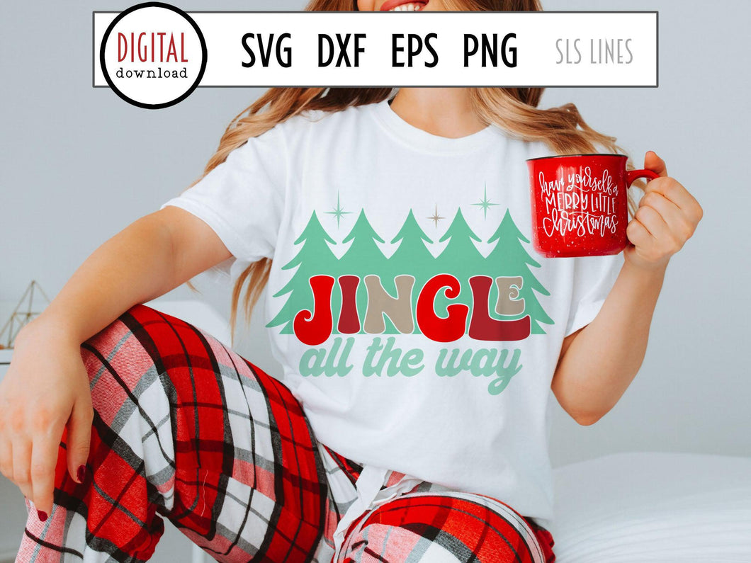 Retro Christmas SVG - Jingle all the Way Cut File - SLSLines