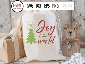 Retro Christmas SVG - Joy to the World Christmas Tree - SLSLines