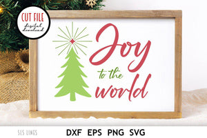 Retro Christmas SVG - Joy to the World Christmas Tree - SLSLines