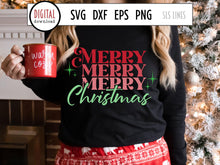 Load image into Gallery viewer, Retro Christmas SVG - Merry Merry Merry Christmas Cut File - SLSLines
