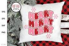 Load image into Gallery viewer, Retro Christmas SVG - Merry Merry Merry Cut File - SLSLines