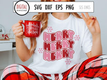 Load image into Gallery viewer, Retro Christmas SVG - Merry Merry Merry Cut File - SLSLines