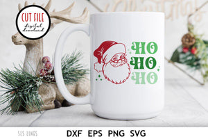 Retro Christmas SVG - Santa Claus Ho Ho Ho Cut File - SLSLines