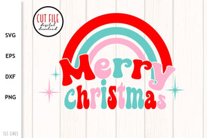 Retro Christmas SVG - Vintage Merry Christmas Cut File - SLSLines