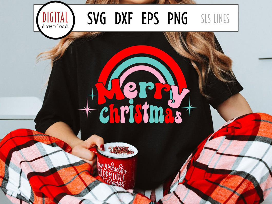 Retro Christmas SVG - Vintage Merry Christmas Cut File - SLSLines