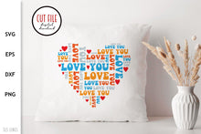 Load image into Gallery viewer, Retro Heart SVG - Love You Cut File for Valentine&#39;s Day - SLSLines