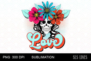 Retro Love Flower Skull Sublimation - SLSLines