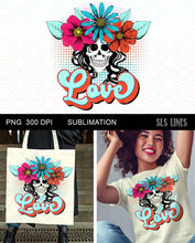 Load image into Gallery viewer, Retro Love Flower Skull Sublimation - SLSLines