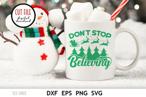 Retro Santa Claus SVG - Don't Stop Believing Cut File - SLSLines