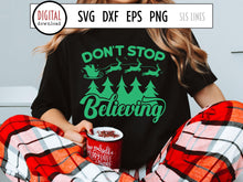 Load image into Gallery viewer, Retro Santa Claus SVG - Don&#39;t Stop Believing Cut File - SLSLines