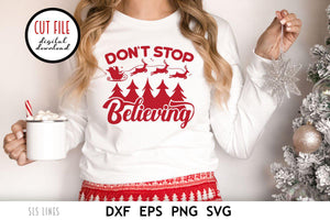 Retro Santa Claus SVG - Don't Stop Believing Cut File - SLSLines