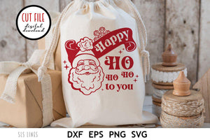 Retro Santa Claus SVG - Happy Ho Ho Ho To You Christmas Cut File - SLSLines