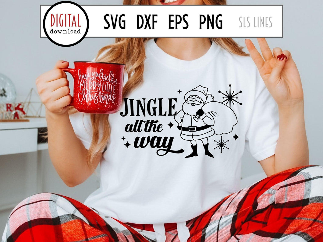 Retro Santa Claus SVG - Jingle All The Way PNG - SLSLines