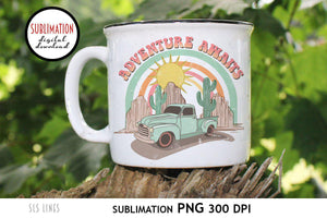 Retro Sublimation - Adventure Awaits Vintage Truck PNG - SLSLines